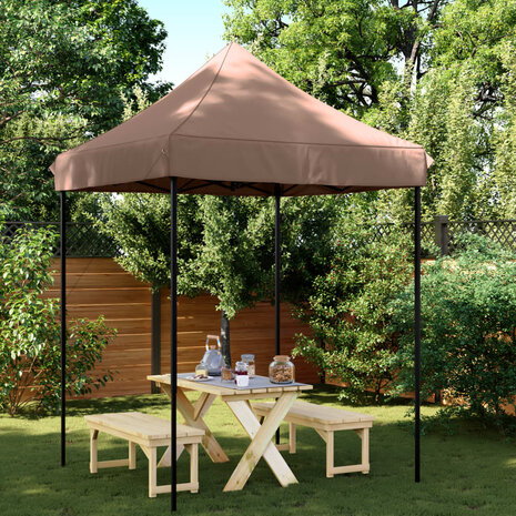 Partytent inklapbaar pop-up 200x200x306 cm bruin 1