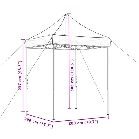 Partytent inklapbaar pop-up 200x200x306 cm bruin 9