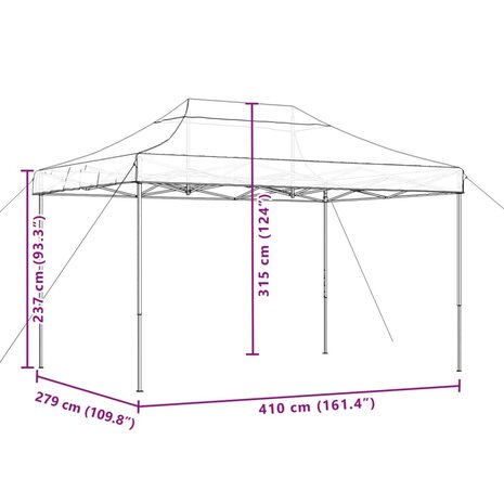 Partytent inklapbaar pop-up 410x279x315 cm beige 9