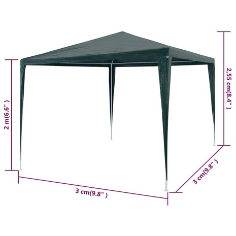 Partytent 3x3 m PE groen 6