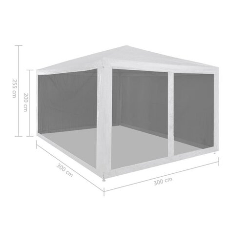 Partytent met 4 mesh zijwanden 3x3 m 6