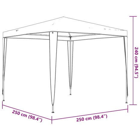 Partytent professioneel 90 g/m² 2,5x2,5 m antraciet 8