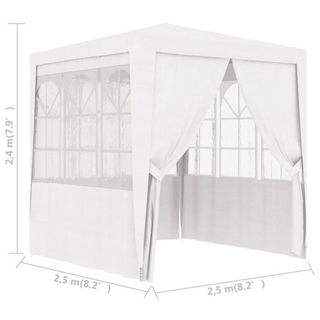 Partytent met zijwanden professioneel 90 g/m² 2,5x2,5 m wit 9