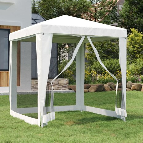 Partytent met 4 mesh zijwanden 2x2 m wit 1