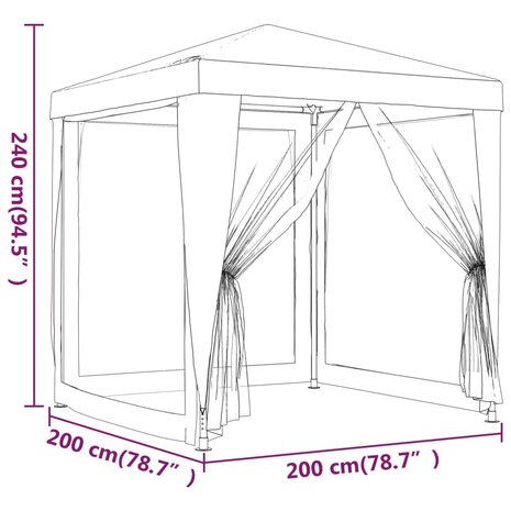 Partytent met 4 mesh zijwanden 2x2 m wit 7