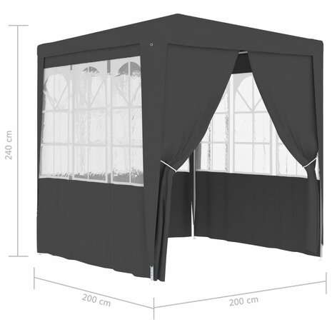 Partytent met zijwanden professioneel 90 g/m² 2x2 m antraciet 8