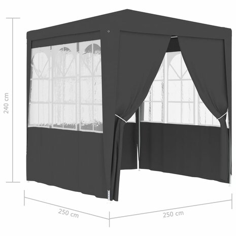 Partytent met wanden professioneel 90 g/m² 2,5x2,5 m antraciet 8