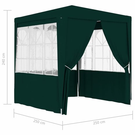 Partytent met zijwanden professioneel 90 g/m² 2,5x2,5 m groen 8