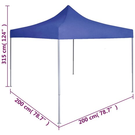 Partytent professioneel inklapbaar 2x2 m staal blauw 9