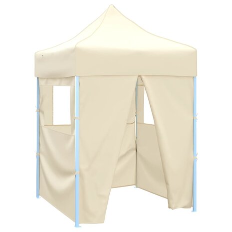 Partytent met 4 zijwanden inklapbaar 2x2 m staal crème 1