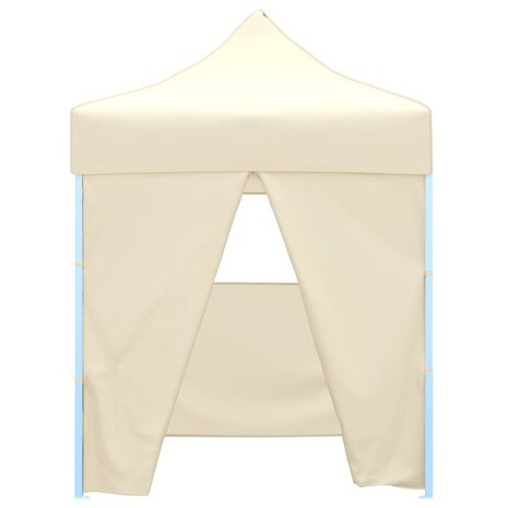 Partytent met 4 zijwanden inklapbaar 2x2 m staal crème 2