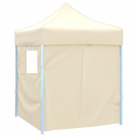 Partytent met 4 zijwanden inklapbaar 2x2 m staal crème 3