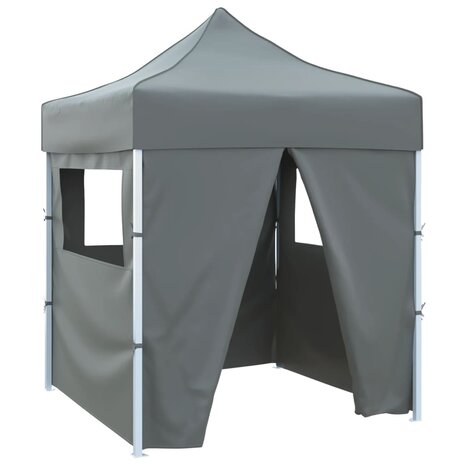 Partytent met 4 zijwanden inklapbaar 2x2 m staal antraciet 1