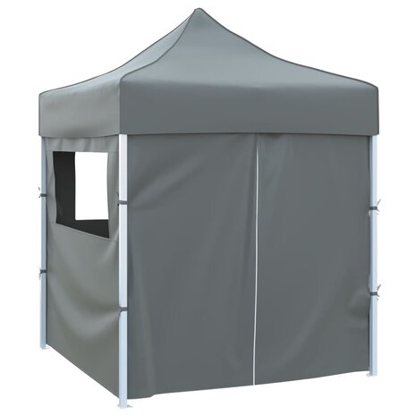 Partytent met 4 zijwanden inklapbaar 2x2 m staal antraciet 3