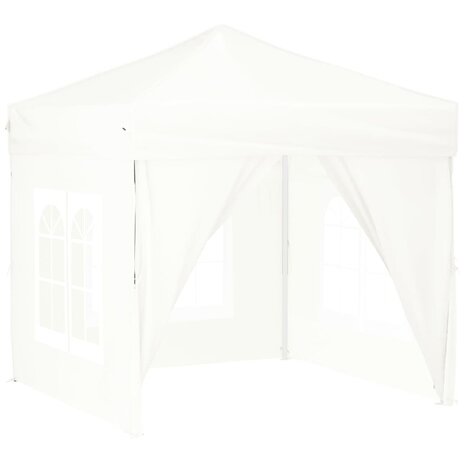 Partytent inklapbaar met zijwanden 2x2 m wit 2
