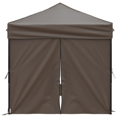 Partytent inklapbaar met zijwanden 2x2 m taupe 4