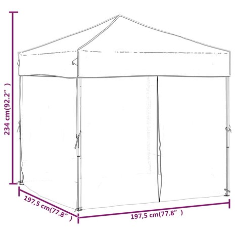 Partytent inklapbaar met zijwanden 2x2 m taupe 9