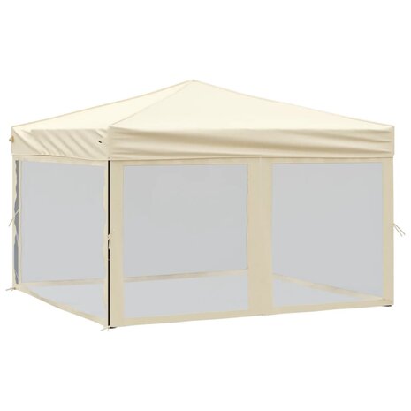 Partytent inklapbaar met zijwanden 3x3 m crèmekleurig 2