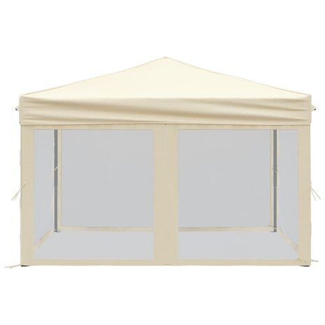 Partytent inklapbaar met zijwanden 3x3 m crèmekleurig 4
