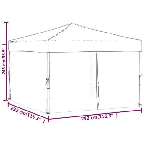 Partytent inklapbaar met zijwanden 3x3 m crèmekleurig 9