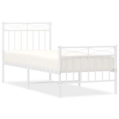 Bedframe met hoofd- en voeteneinde metaal wit 75x190 cm 2