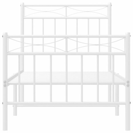 Bedframe met hoofd- en voeteneinde metaal wit 75x190 cm 5