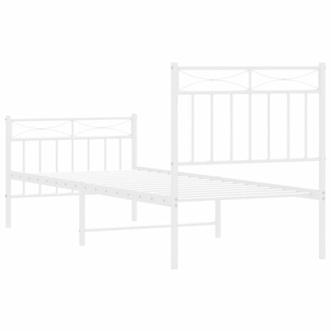 Bedframe met hoofd- en voeteneinde metaal wit 75x190 cm 7