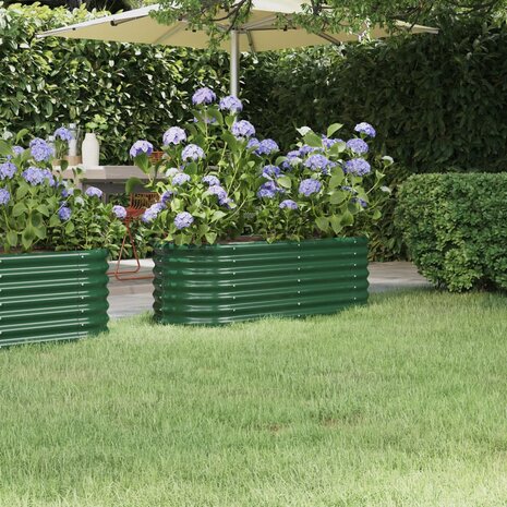 Plantenbak 114x40x36 cm gepoedercoat staal groen 1