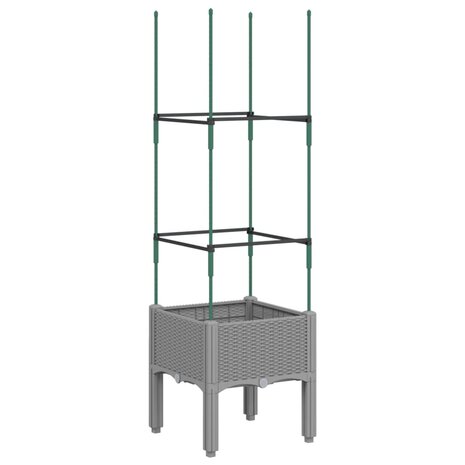 Plantenbak met latwerk 40x40x142,5 cm polypropeen lichtgrijs 2