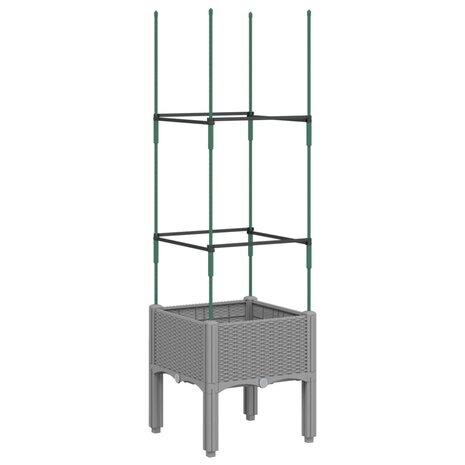 Plantenbak met latwerk 40x40x142,5 cm polypropeen lichtgrijs 5