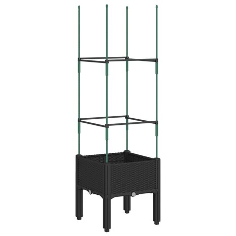Plantenbak met latwerk 40x40x142,5 cm polypropeen zwart 2