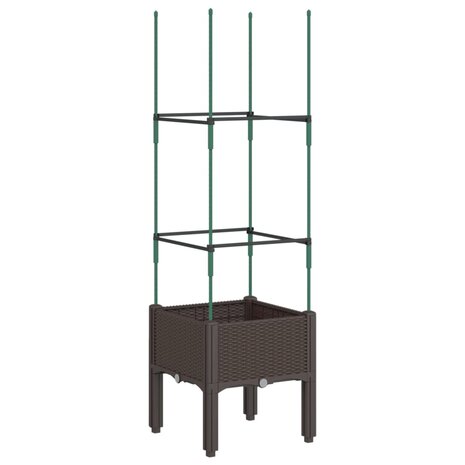 Plantenbak met latwerk 40x40x142,5 cm polypropeen bruin 2