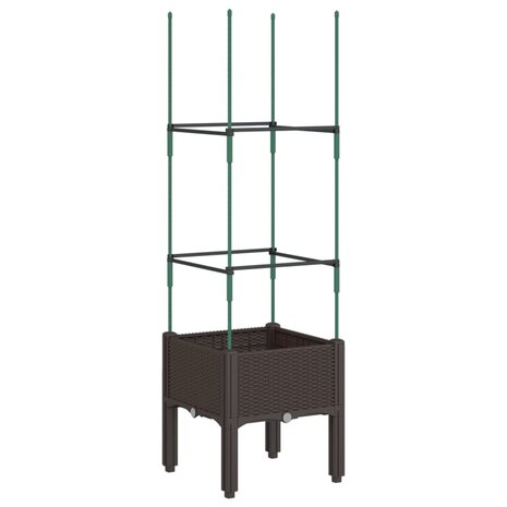 Plantenbak met latwerk 40x40x142,5 cm polypropeen bruin 5