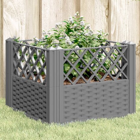 Plantenbak met pinnen 43,5x43,5x43,5 cm polypropeen lichtgrijs 1