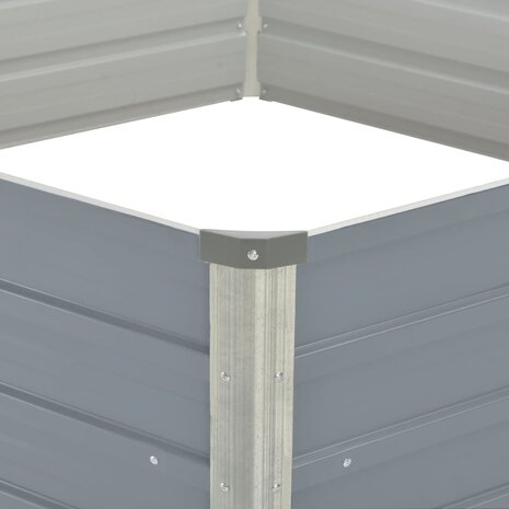 Plantenbak verhoogd 129x129x46 cm gegalvaniseerd staal grijs 4