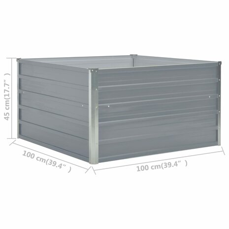 Plantenbak verhoogd 100x100x45 cm gegalvaniseerd staal grijs 6