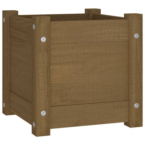 Plantenbak 31x31x31 cm massief grenenhout honingbruin 2