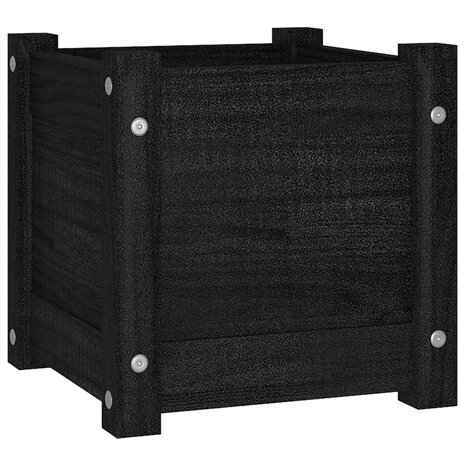 Plantenbak 31x31x31 cm massief grenenhout zwart 2