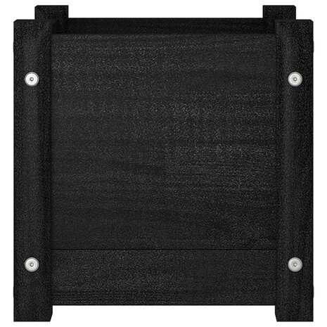 Plantenbak 31x31x31 cm massief grenenhout zwart 4