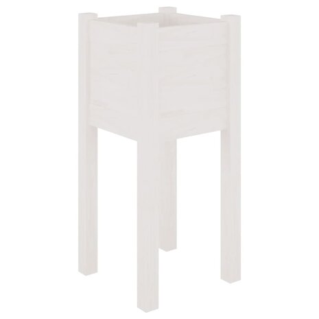 Plantenbak 31x31x70 cm massief grenenhout wit 2