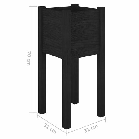 Plantenbak 31x31x70 cm massief grenenhout zwart 7
