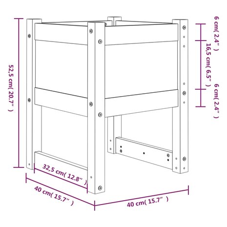 Plantenbak 40x40x52,5 cm massief grenenhout 7