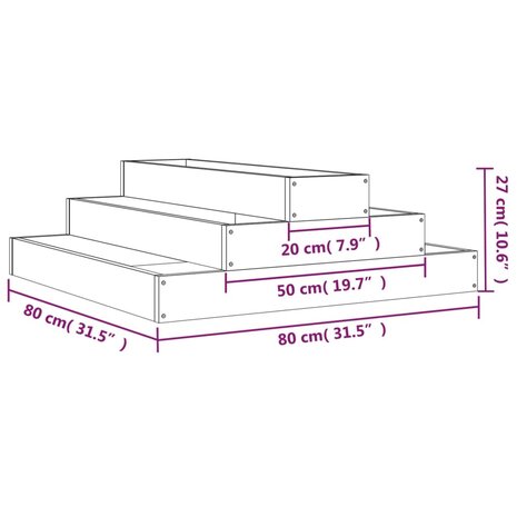 Plantenbak 80x80x27 cm massief grenenhout 7