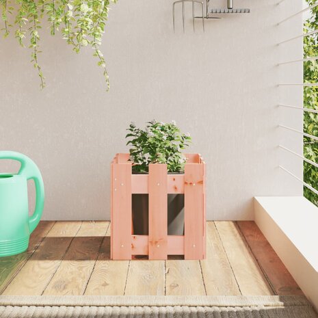 Plantenbak met hekontwerp 30x30x30 cm massief dougashout 1
