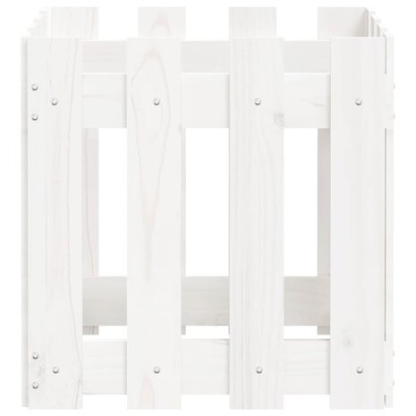 Plantenbak met hekontwerp 40x40x40 cm massief grenenhout wit 6