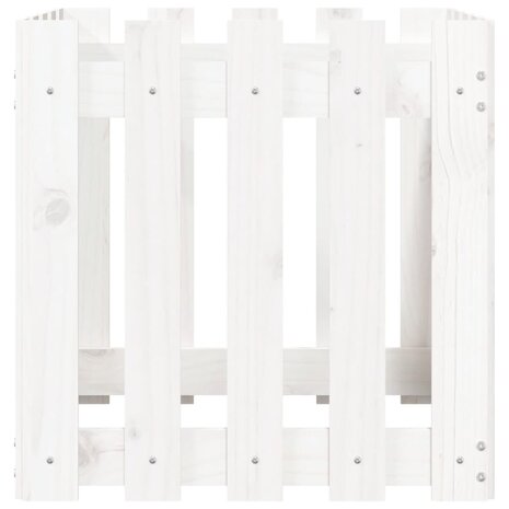Plantenbak met hekontwerp 50x50x50 cm massief grenenhout wit 5