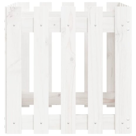 Plantenbak met hekontwerp 50x50x50 cm massief grenenhout wit 6