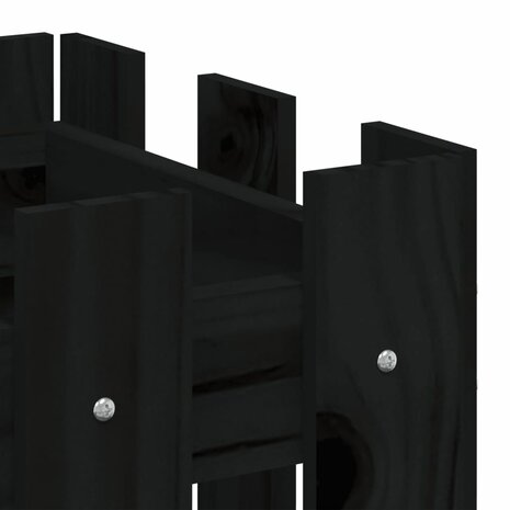 Plantenbak met hekontwerp 60x30x30 cm massief grenenhout zwart 7