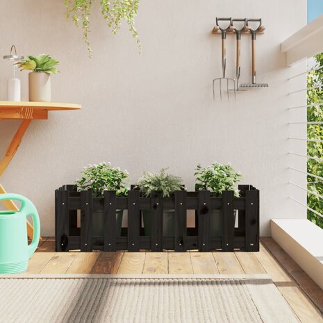 Plantenbak verhoogd hekontwerp 100x30x30 cm grenenhout zwart 1