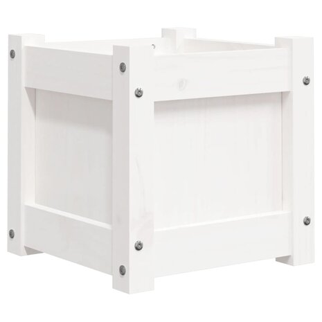 Plantenbak 31x31x31 cm massief grenenhout wit 2
